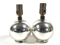 2 Czech Mercury Glass Ball Lamps