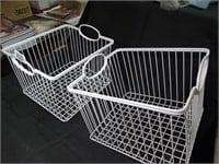 2 Metal White Baskets