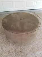 Round Olive Green Fabric Ottoman