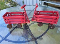 Red wooden wagons lot of 2