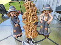 holland molds vtg haystack, man & woman scarecrows