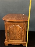 Oak Side Lamp Table W/ Door