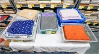 4 Containers of Assorted Fabric, Various Colors