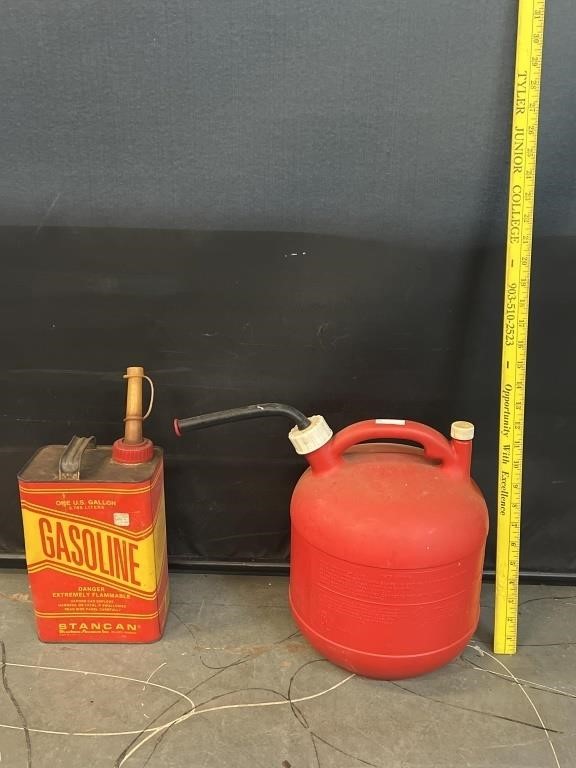 2 Gas Cans 1 Metal 1 Fiber Glass