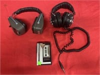 Vintage cassette player and 2 pair of headphones
