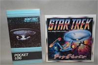 Vtg Star Trek TNG Pocket Log + Pop Shots 3D Card