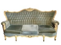 Italian Baroque Style Ornated Carved & Ptd Sofa