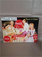 1990’s CocaCola Tin Sign Vintage Style “Thank