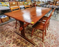 Early Primitive Kitchen Table w/Matching