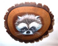 hand painted raccoon face signed