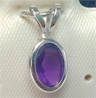 14K WHITE GOLD AMETHYST 5X7MM  PENDANT, MADE IN