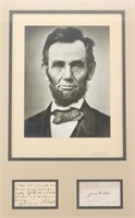 Dated 1864 Abraham Lincoln Signature & Photograph