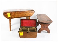 (2) Primitive Child/Doll Benches &