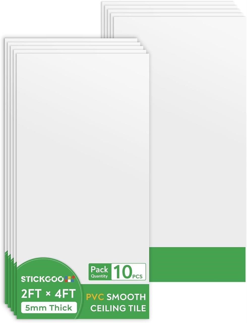 10 Pack 24"x48" White PVC Ceiling Panels