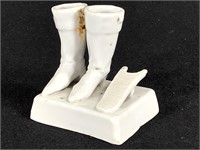Ceramic Boots w/ Boot Jack Match Holder & Striker