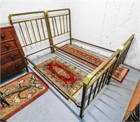 (2) Antique Brass Twin Bed Frames