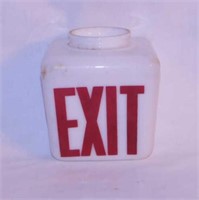 Vintage milk glass wedge EXIT sign light shade,