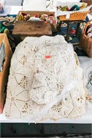 (5) Lace Table Cloths & Bag of Doilies