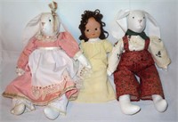 rabbit dolls etc. Middle doll handmade dress