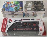 Wii Team Canada Hockey Stick & Wii Games