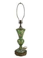 Painted Green Glass Venetian Style Table Lamp