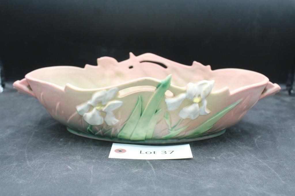 Roseville Pottery Large Bowl Iris Pink