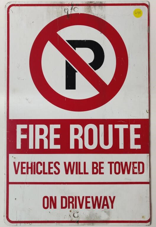 No Parking Fire Route Towing Metal Sign