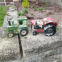 Plastic tractor ornaments.