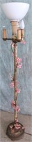 FLORAL RUSTIC FLOOR LAMP WITH 2 TIERS OF LIGHTS