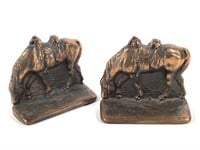Pr Iron Saddled Horse Bookends w Coppery Finish