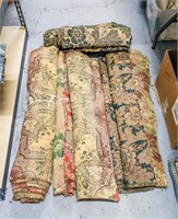 (7) Rolls of Various Size Floral Upholstery