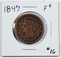 1847  Braided Hair Large Cent   F+