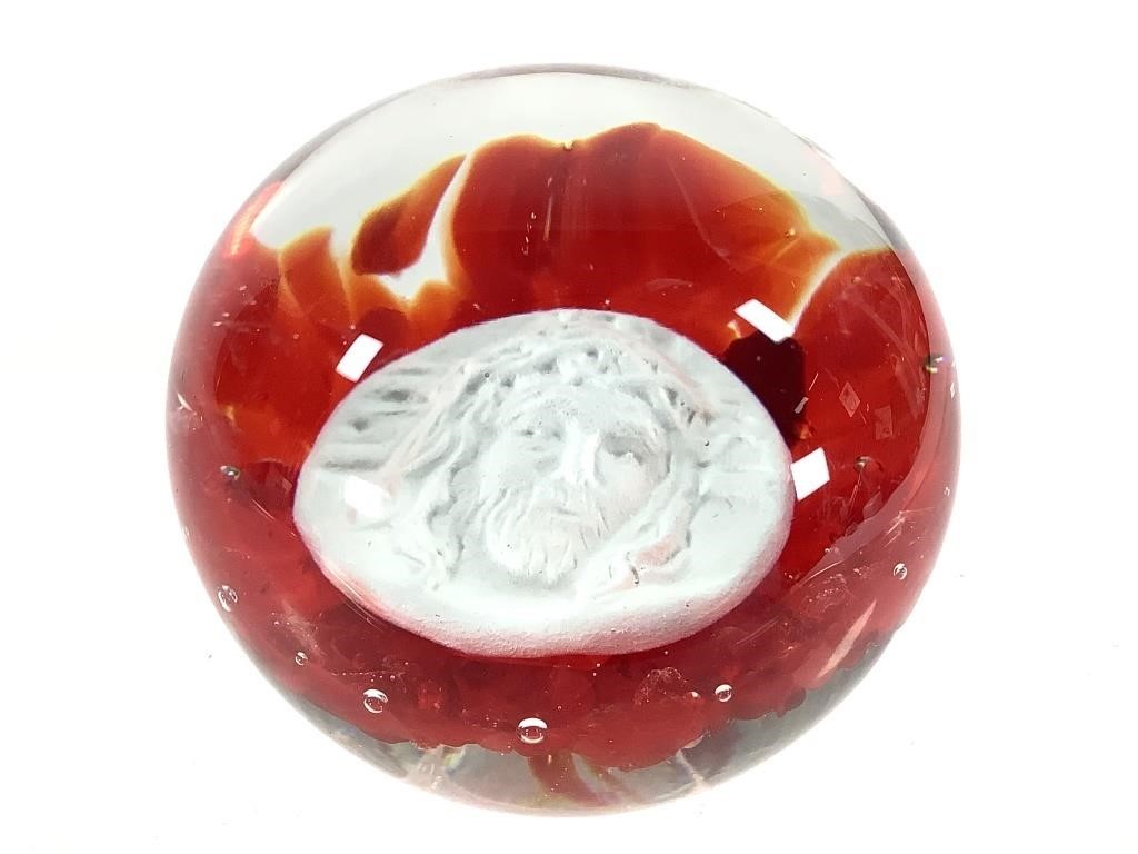 Sulphide Head of Christ Paperweight - St Clair
