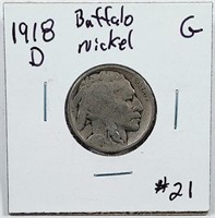 1918-D  Buffalo Nickel   G