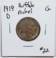 1919-D  Buffalo Nickel   G