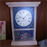 Folk art mantle clock, battery operated -
