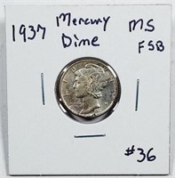 1937  Mercury Dime   MS  FSB