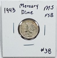 1943  Mercury Dime   MS  FSB