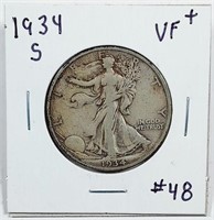 1934-S  Walking Liberty Half Dollar   VF+
