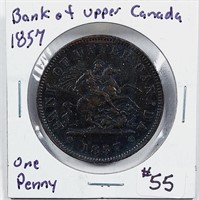 1857  Bank of Upper Canada  One Penny   VF