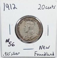 1912  Newfouldland  20 Cents   F