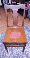 Antique oak t-back dining chair