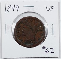 1849  Large Cent   F