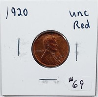1920  Lincoln Cent   Unc  Red