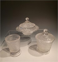 set of 3 antique glass