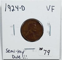 1924-D  Lincoln Cent   VF  Semi Key