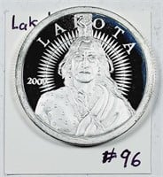 2009  Lakota  One ounce .999 silver round