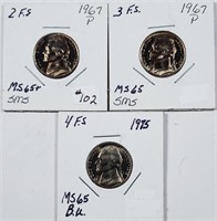 2  1967 & 1975  Jefferson Nickels  MS-65