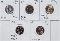 5  Jefferson Nickels  1994-1996  MS  & FS