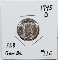 1945-D  Mercury Dime   Gem BU  FSB